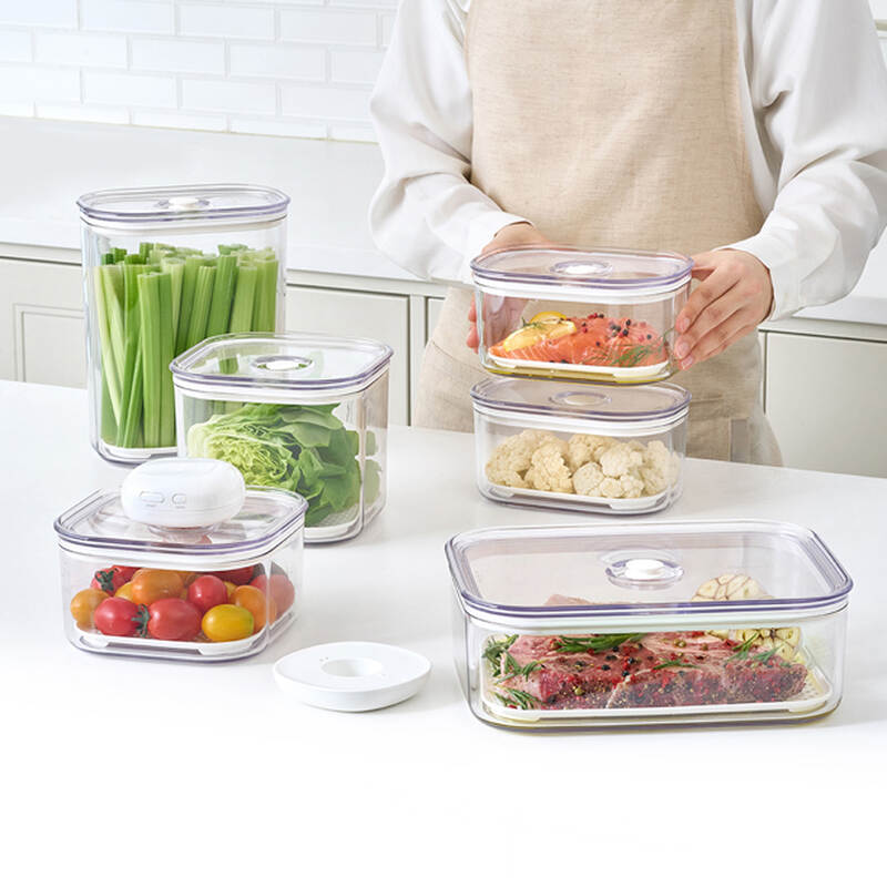 Bộ máy hút chân không và hộp bảo quản thực phẩm LocknLock 7 món Maestro Vaccum LVC401S7 - Màu trắng, , large image number null